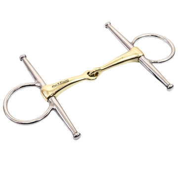 Bar H Equine Full Cheek Smooth Broken Snaffle Brass Mouth Bit Stainless Steel